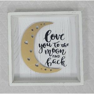 Love You To The Moon and Back Rustic Wooden Distressed Box Sign Home Décor